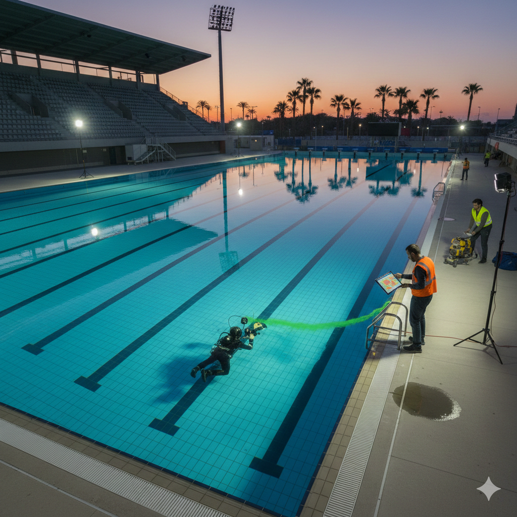 كشف تسرب مسبح أولمبي